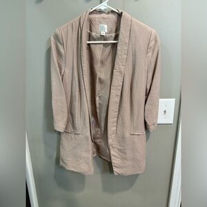 LC Lauren Conrad Women's Light Khaki Open-Front Blazer